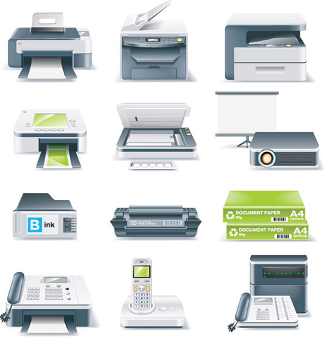 free vector Printers, Fax Machines, Projectors and Other Office Equipment Vector